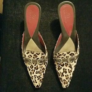 Hair on hide low heels animal print